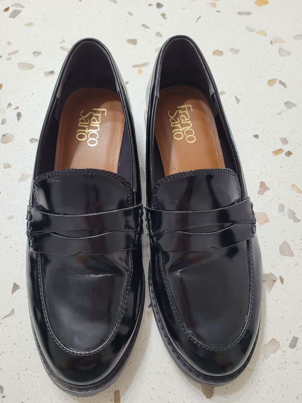 Franco Sarto Women’s Black Patent Penny Loafers
